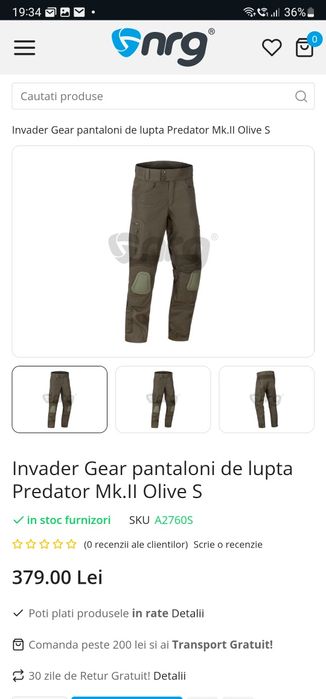 Pantaloni airsoft Invader Gear Predator Mk.II Olive S
