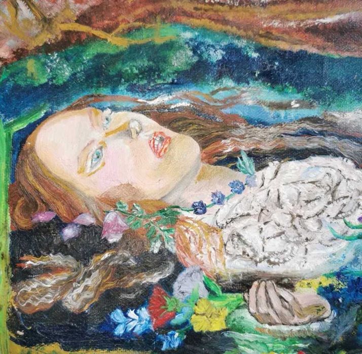Pictura originala ulei pe pânză, reproducere Ophelia Millais