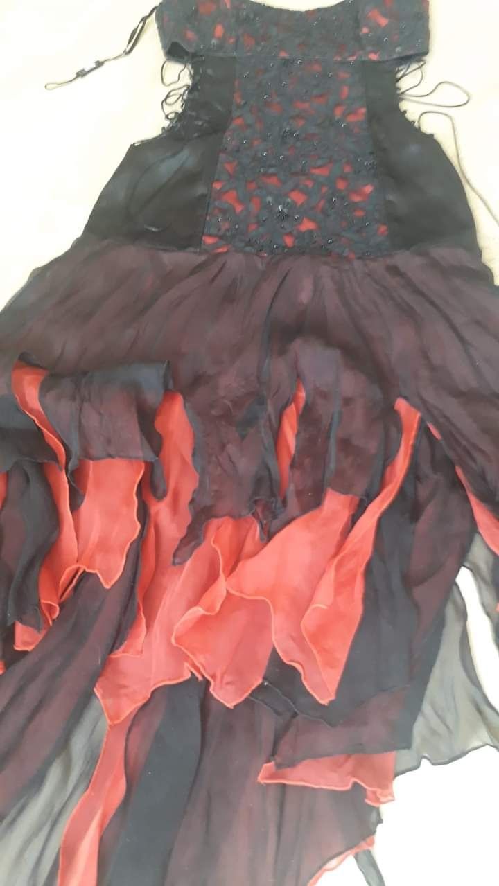 Официална черна червена  рокля