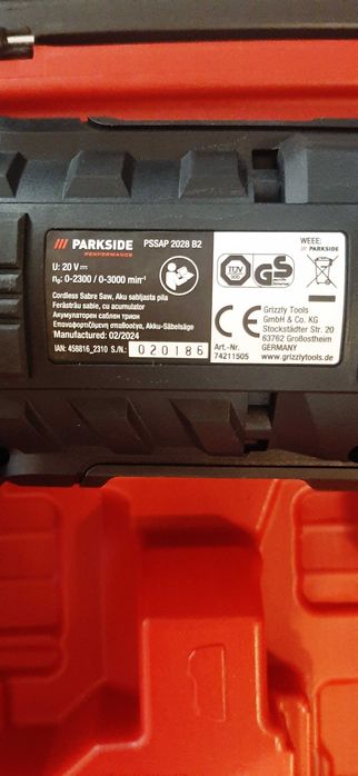 Fierastrau sabie fara fir PARKSIDE PERFORMANCE 20V PSSAP -5lei transp
