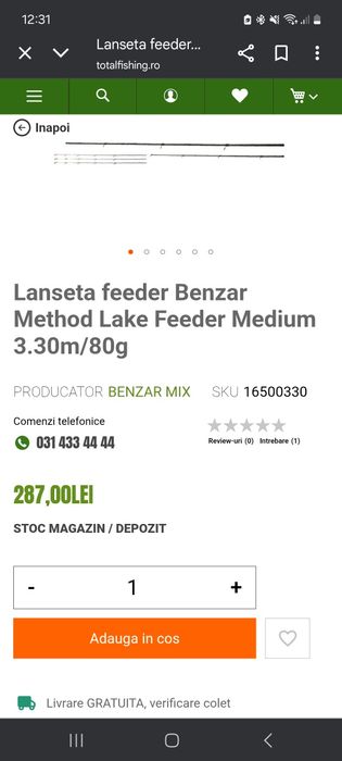 Combo feeder: benzar lake 3.30m/80g, westline futura ng 4000. Noi