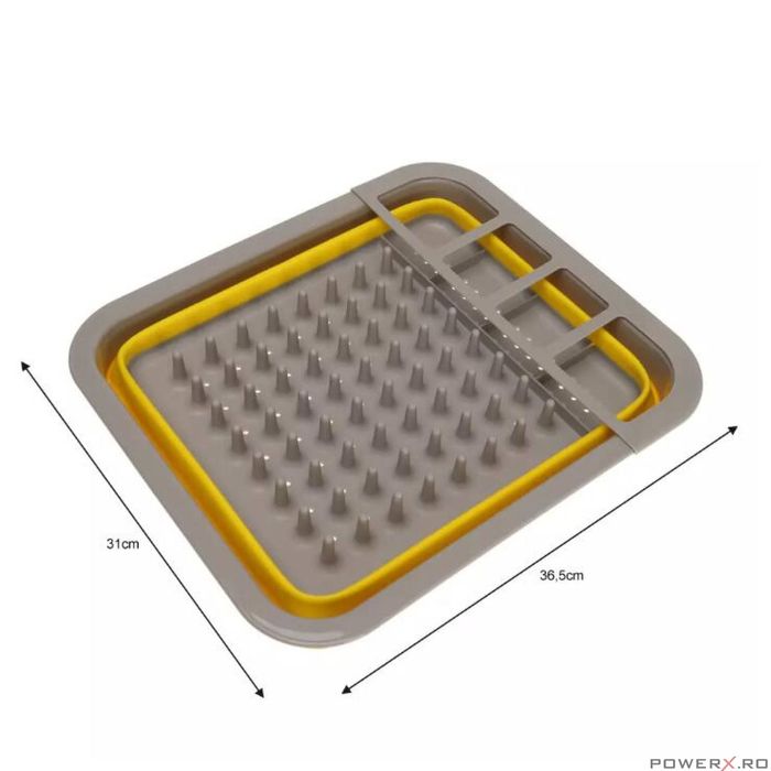 Suport pentru vase si tacamuri, plastic, 36,5 x 31 x 18ncm, galben,