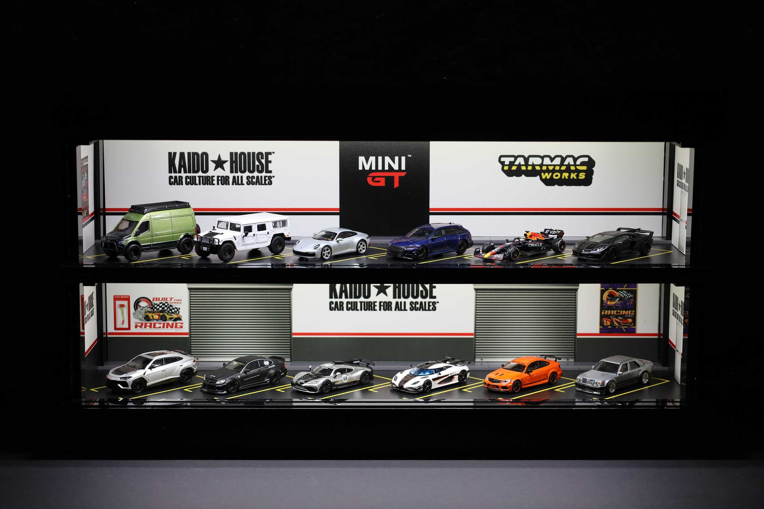 Diorama Display tip garaj-Machete auto 1:64-Hotwheels,MiniGT,Kaido.