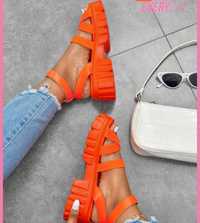 Дамски сандали свежи оранжеви
