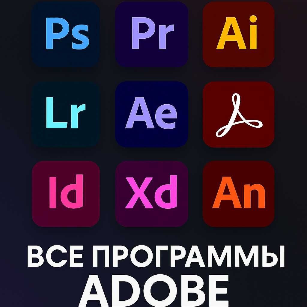 Все программы Adobe — Photoshop, Premiere, After Effects и др.
