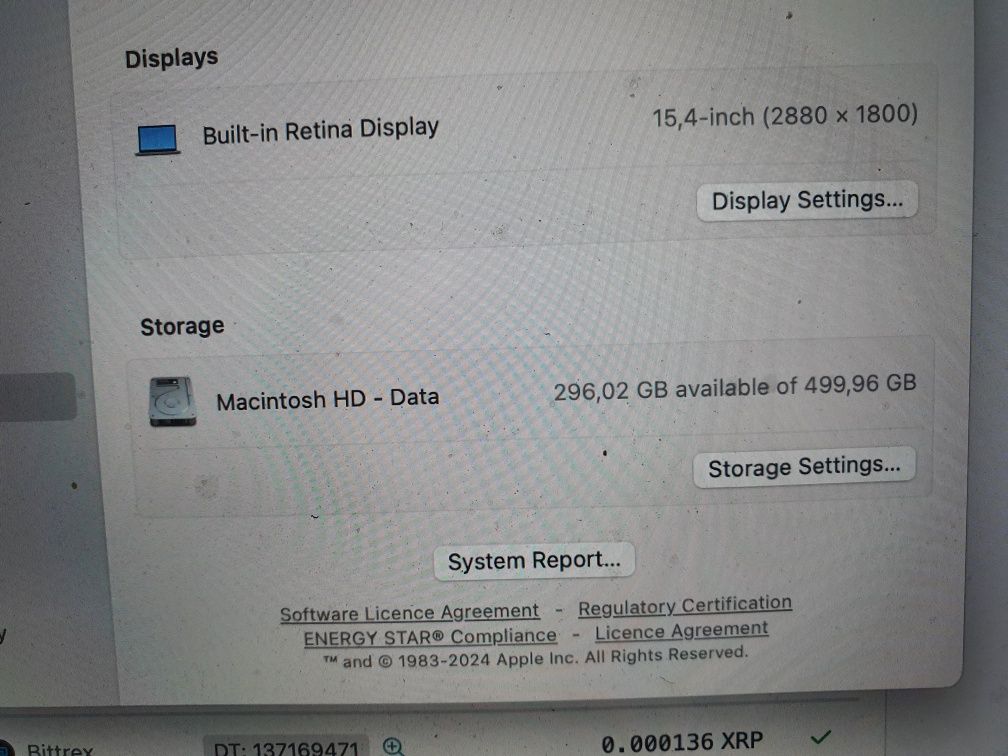 Macbook Pro 15’ 2017 / Intel Core i7 2.9Ghz/ 16GB LPDDR3 2133Mhz / 512
