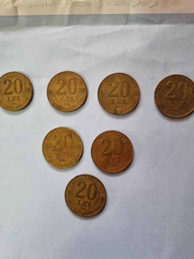 Monezi de 20 lei.1991. 1992. 1993