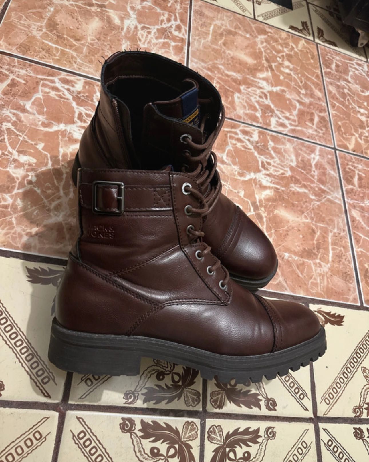 Jack&Jones Botine cu șireturi cognac