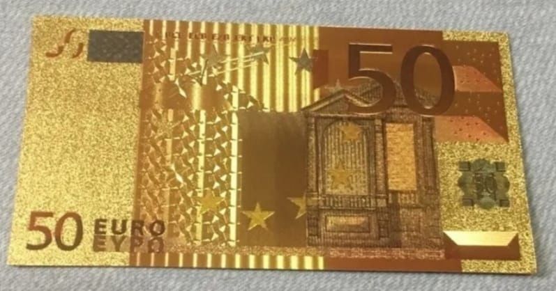 Bancnotă fantezie 50 euro placată cu aur