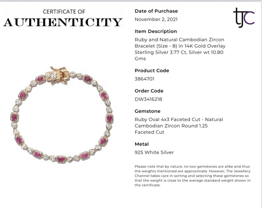 Brățară cu rubin natural