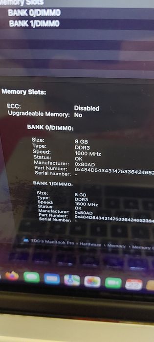 Laptop MacBook Pro Retina 15,4" mid 2015 I7 16gb 120gb ssd