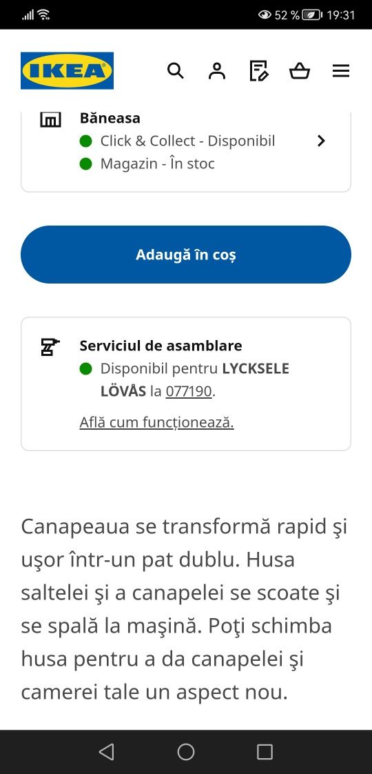 Canapea extensibila Ikea