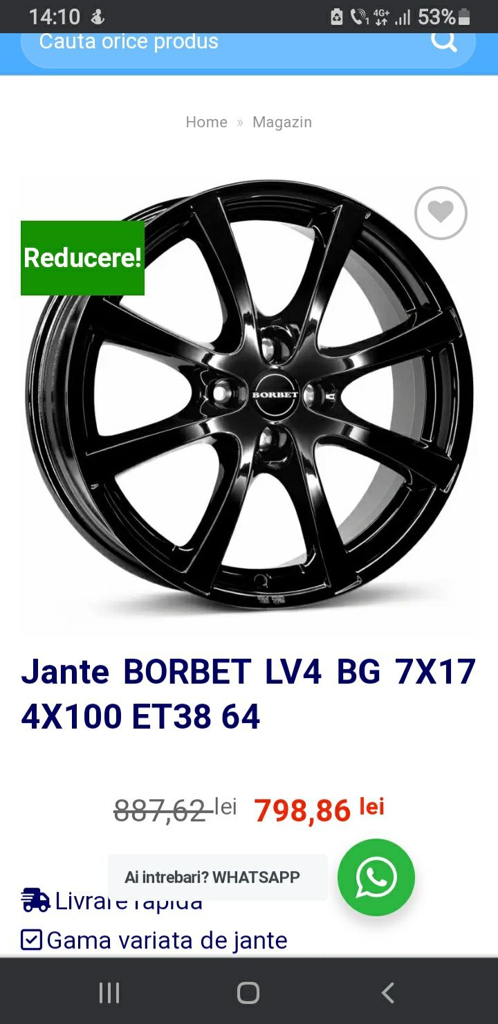 Vand jante Borbet R17 4x100 ET38