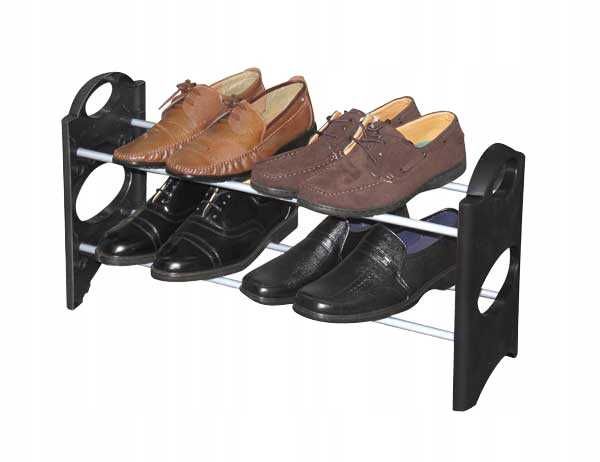 Raft pentru pantofi extensibil 2 polite negru/argintiu 34x63x20 cm