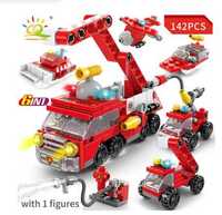 Joc constructii tip Lego Macara , Pompieri sau Politie cu 142 piese