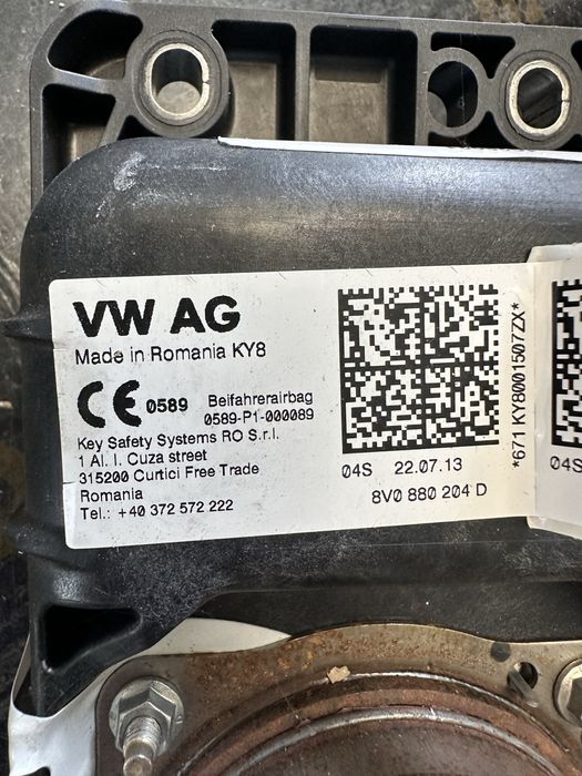 Airbag табло Audi A3 8V айрбег пасажер ауди а3 8в