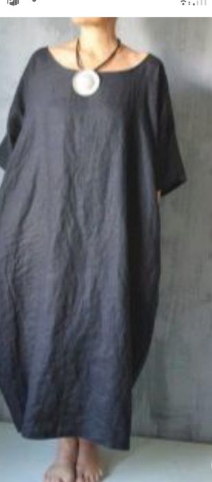 Продам платье красивое чёрное материал лён,.