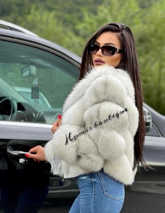 Палто с естествен косъм 2в1