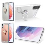 Husa oglinda, pietricele, inel pentru Samsung Galaxy S21 , S21 FE 5G
