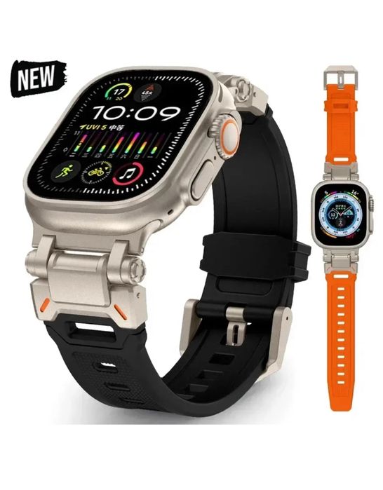Curea Ceas Apple Watch Titanium + TPU Incarcator Cablu Iphone 15