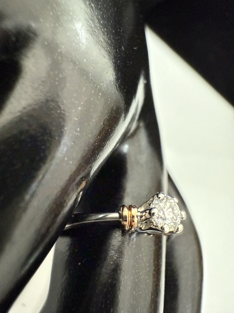 Inel Logodna Aur 18k cu Diamant Natural 0,18 k certificat