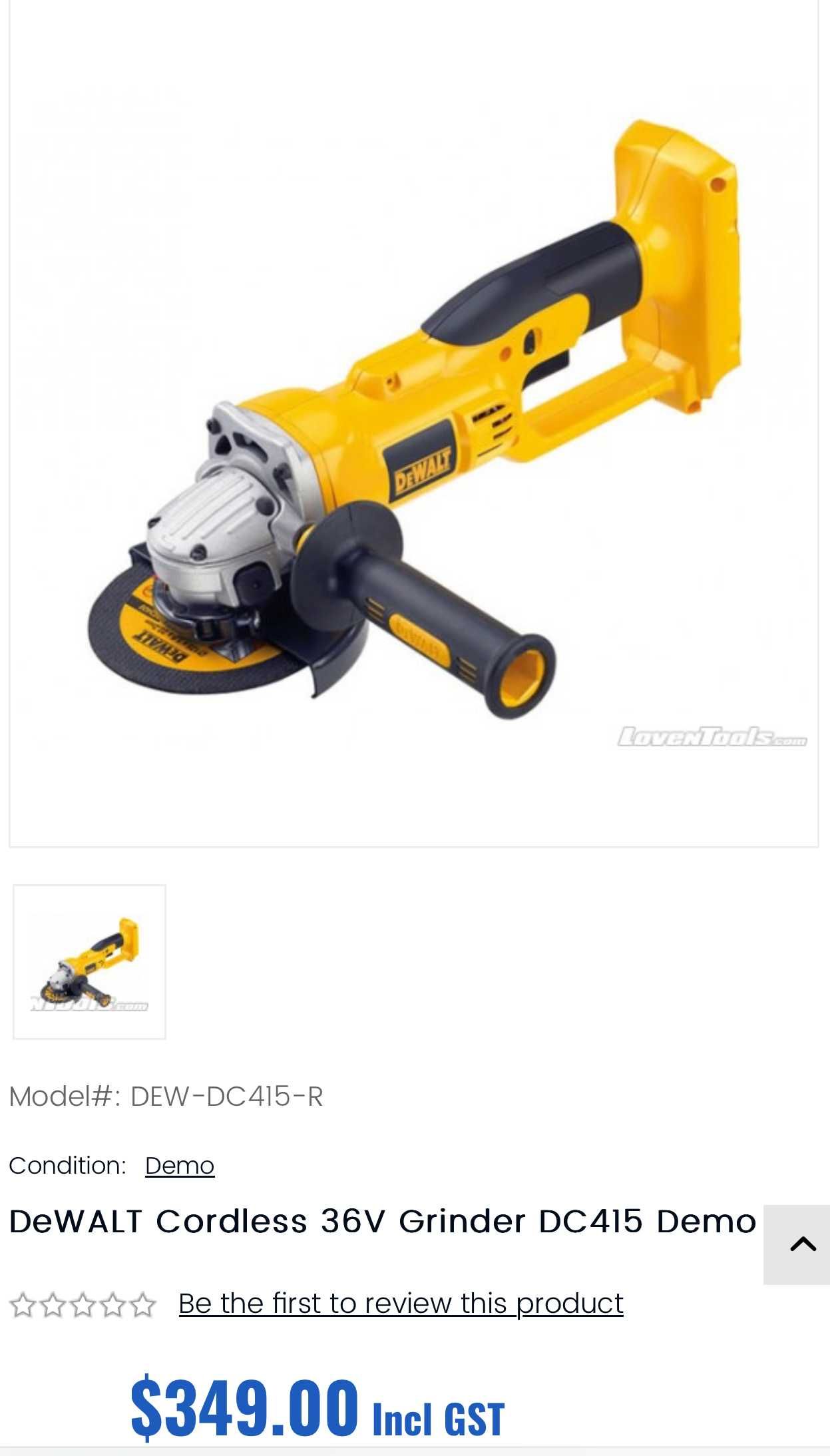 Dewalt DC415 - Aкумулаторен ъглошлайф 36V
