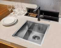 Кухненска мивка за вграждане, неръждаема стомана, комплект със сифон