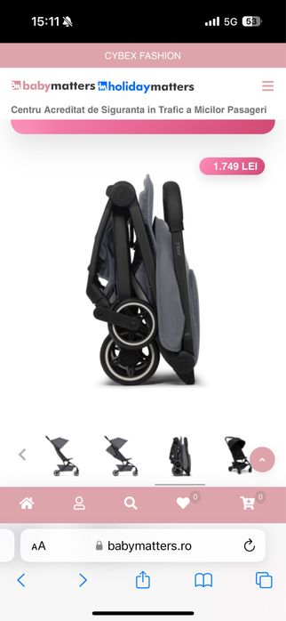 Cărucior Joolz Aer+, stone grey gri