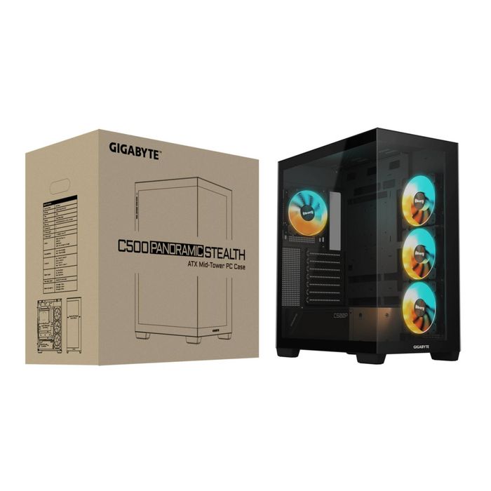 C500 panoramic stealth, mid-tower, atx, negru