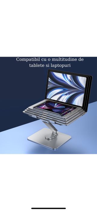 Suport laptop, tableta sau telefon, de birou, pliabil, portabil, 360•