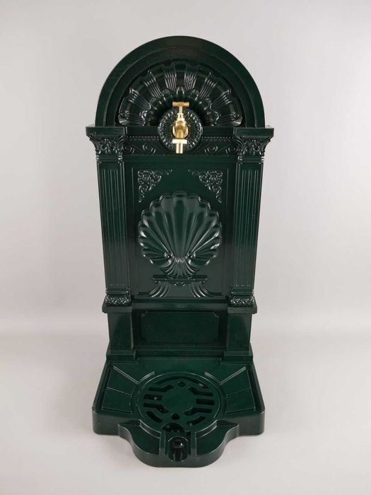 Fantana gradina, aluminiu, verde lucios, robinet din alama