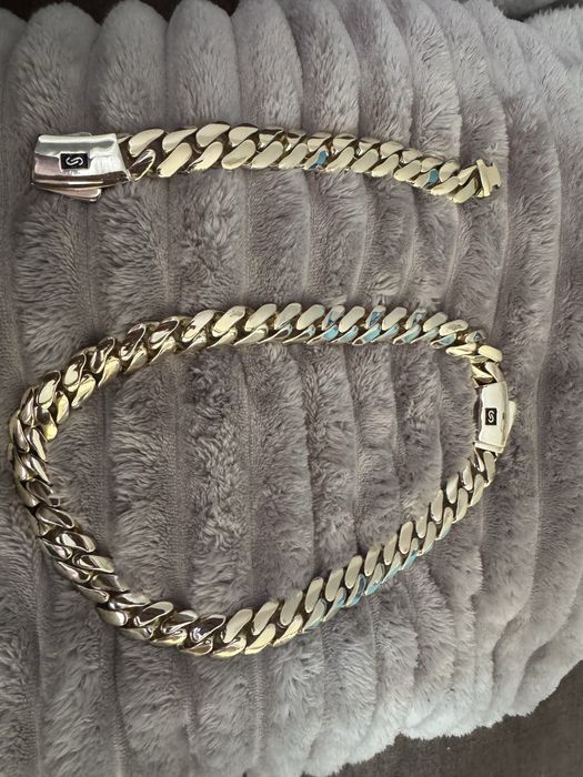 Lant si bratara barbateasca placate cu aur de 14k . 1 la 1 cu original