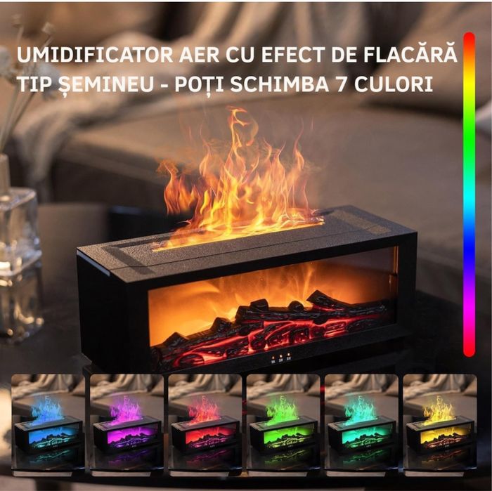 Umidificator semineu cu 7 culori culoarea alba