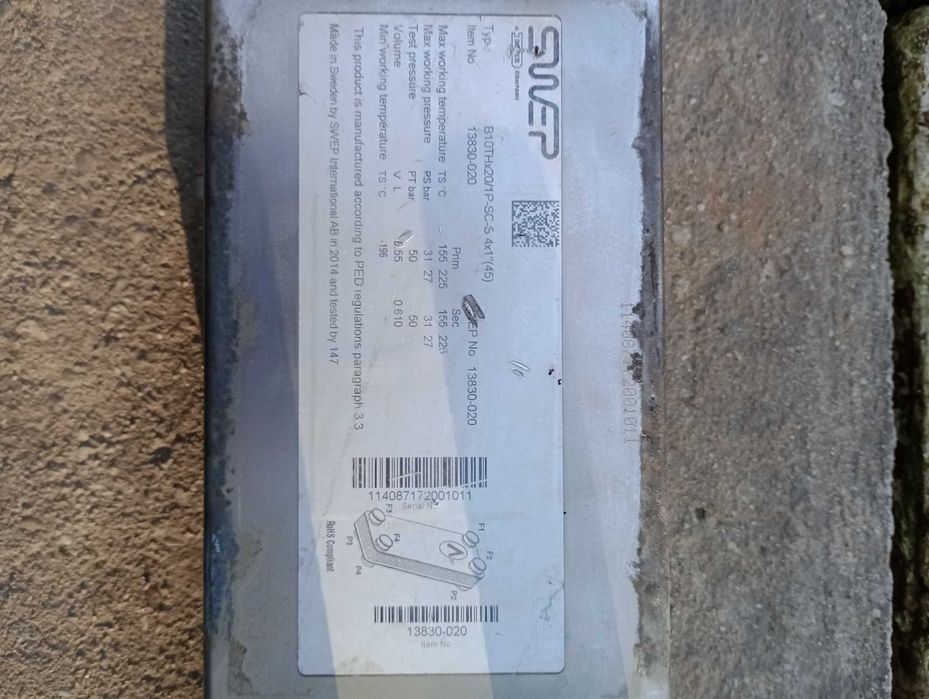 Schimbator de caldura in placi, pentru cazane pe combustibil solid