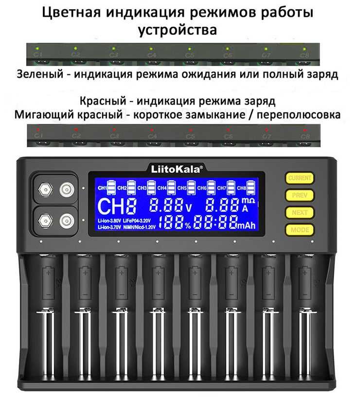Зарядное устройства LiitoKala Lii-S8 для аккумуляторов 18650, AA, AAA