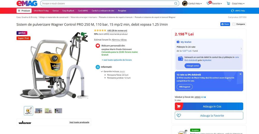 2 x Sistem de pulverizare Wagner Control PRO 250 M, 110 bar