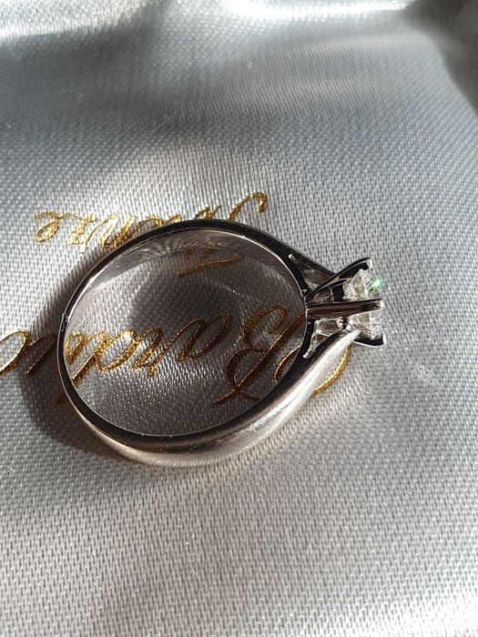 Inel solitair logodna aur alb 18k cu diamant natural SI 0,5ct