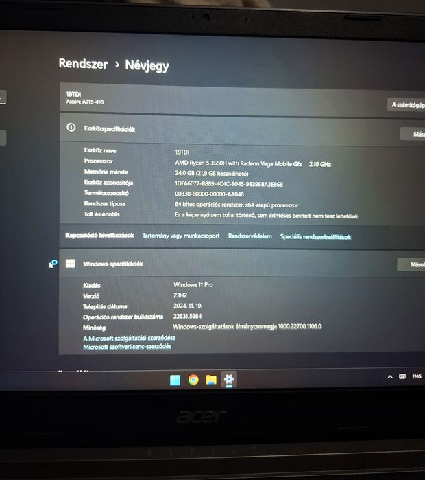 Laptop Acer Aspire 7 (2021)