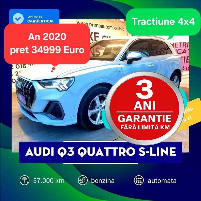 Audi Q3 Quattro S-Line S-tronic/GARANTIE 3 ANI FARA LIMITA KM/ Leasing