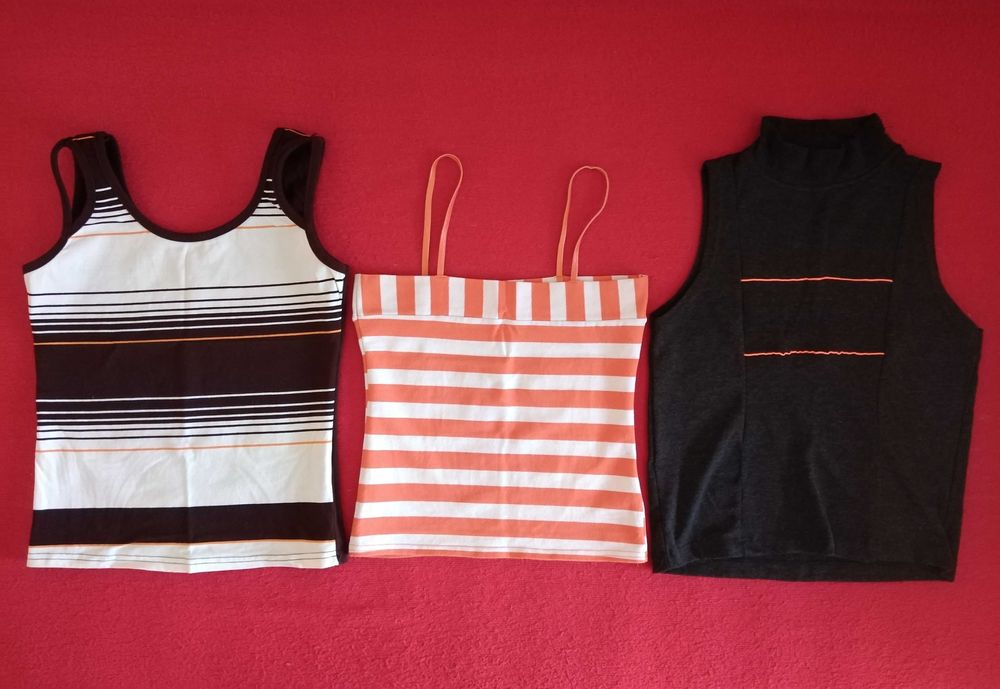 Къси блузки и потници памучни и изкуствени материи размери S и M