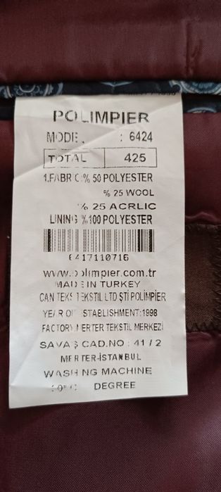 Costum bărbați Polim Pier maro – Sacou,Pantalon, Cravată și batistă