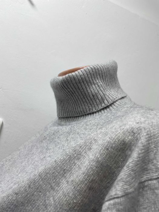 Дамски пуловер 42 - L КОПРИНА и КАШМИР поло яка сив