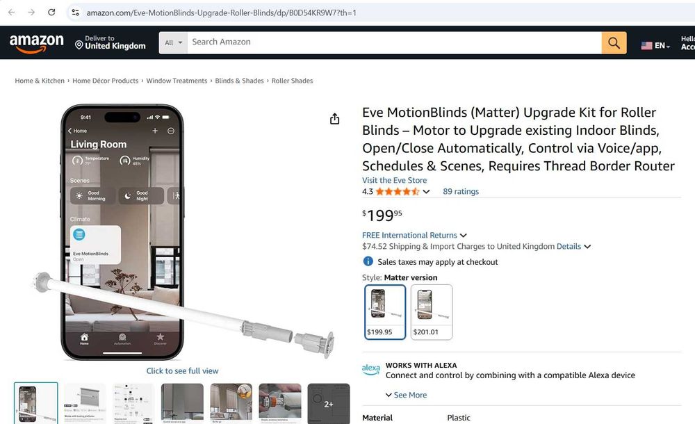 Kit de upgrade Eve MotionBlinds (Matter) pentru jaluzele rulou