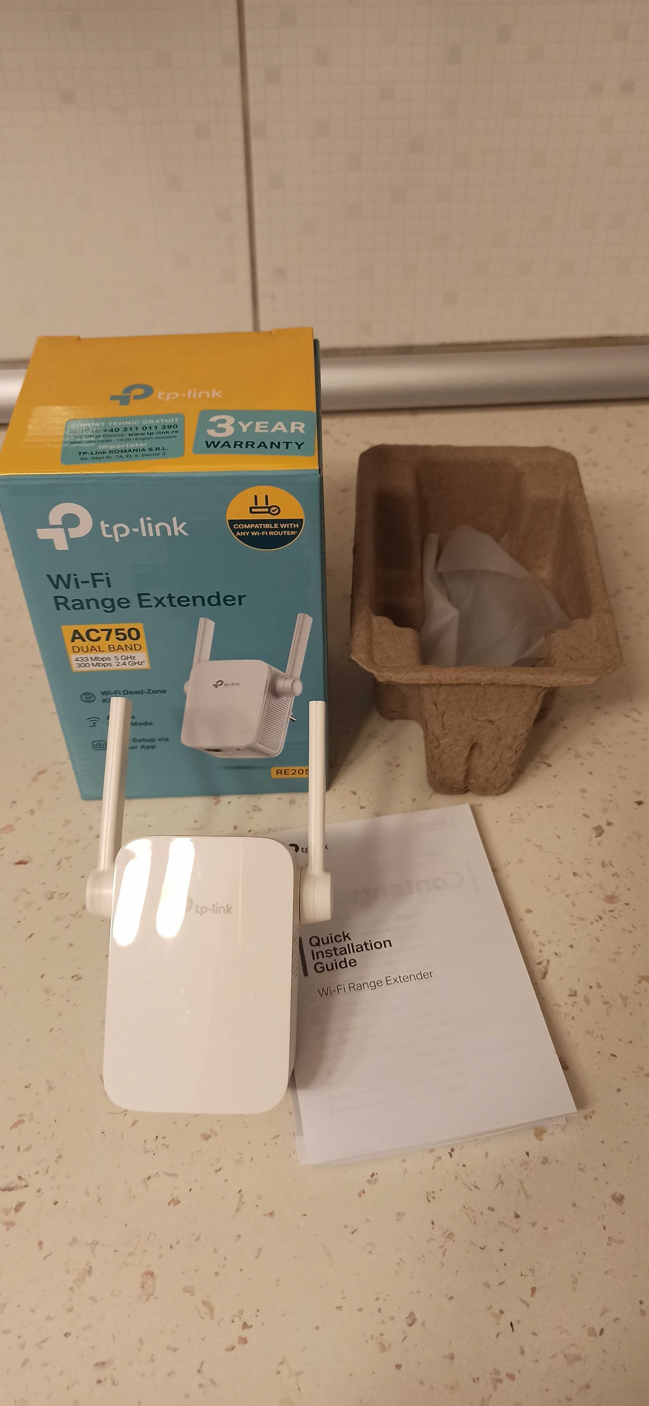 wireless range extender TP-LINK RE205 AC750, Dual Band 300 + 433 Mbps