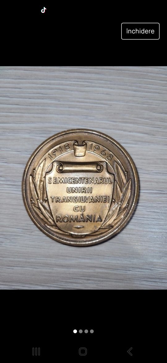 Medalie Semicentenarul Uniri Transilvaniei cu Romania