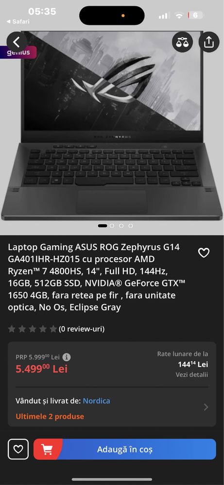 Laptop asus rog zephyrus g14wqhd+mouse bluetooth razer