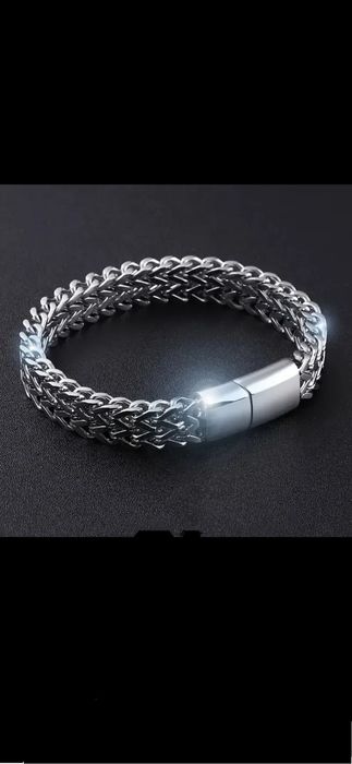 Мужской мощный браслет, нержавеющая сталь плетеный двойной ряд