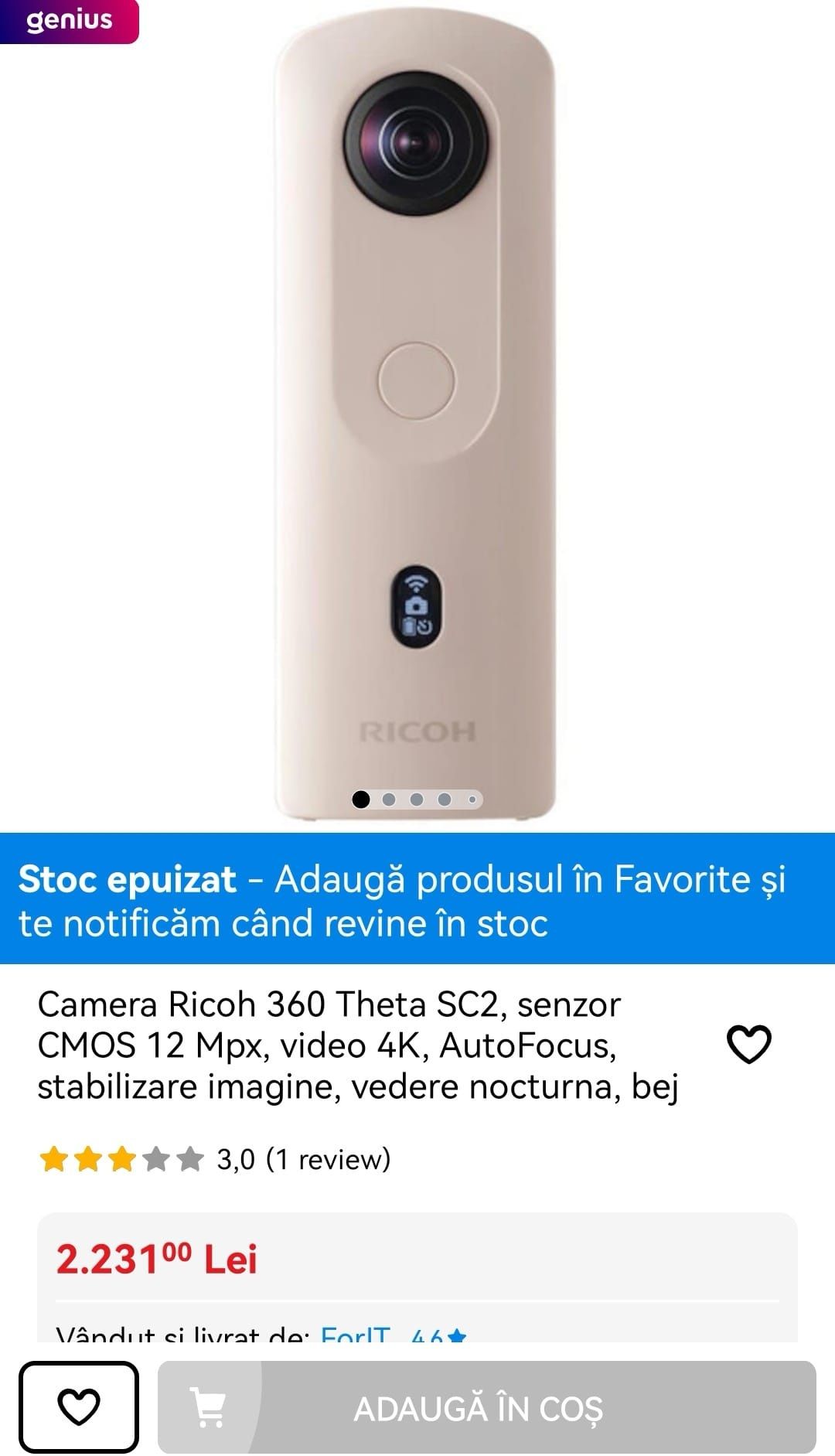 Camera foto/video ricoh THETA SC2