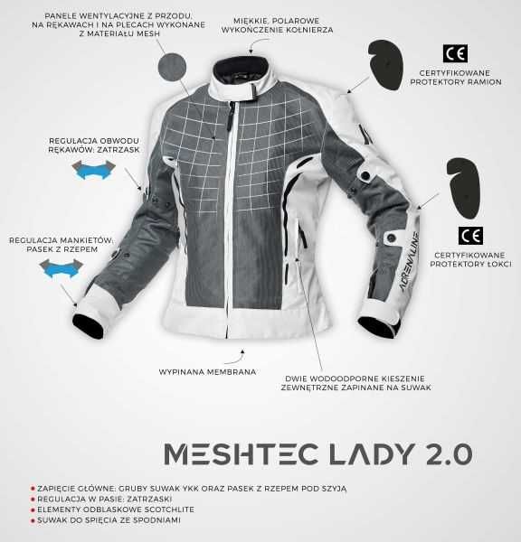 Лятно Дамско Текстилно мото яке ADRENALINE MESHTEC 2.0 GREY