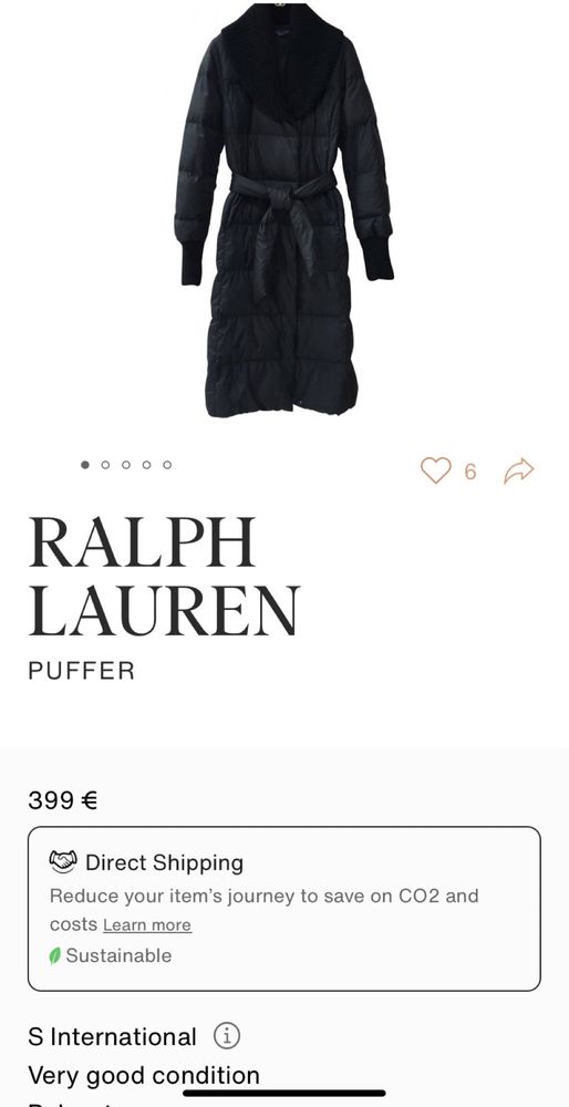 Geaca lunga Ralph Lauren Marime S